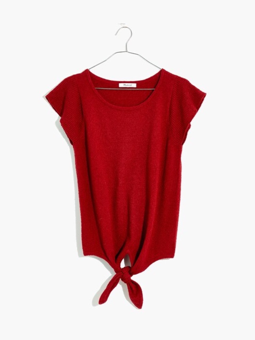 Madewell Marin Tie-Front Sweater Tee - S - Deep Crimson (red)